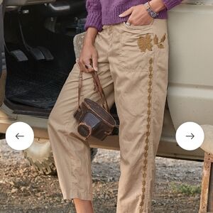 Sundance Tan Ankle Cropped Pants Relaxed Fit